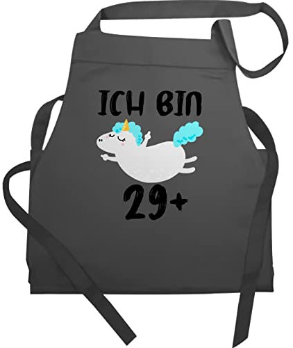 Shirtracer Schürze Geschenk - 30. Geburtstag - Neunundzwanzig + Einhorn - 60x87 - Anthrazit - 30th birthday 29+ kochschürze 30iger 29 plus küchenschürze damen 30 er ich bin schürzen 30-geburtstag