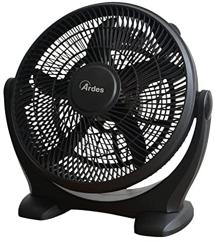 Ardes AR5A45 Ventilatore Portatile Grande Compatto ed Elegante da pavimento con 5 Pale 3 Velocità e Inclinazione Verticale della Testa Ventilatore Box Floor Nero