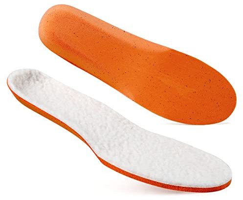 Knixmax Outdoor Einlegesohlen Winter Damen Herren Lammwolle Thermo Einlegesohlen Schuheinlagen Warm Weiche Bequeme mit Bogenstütze für Winterstiefel und Winterschuhe Weiß EU36