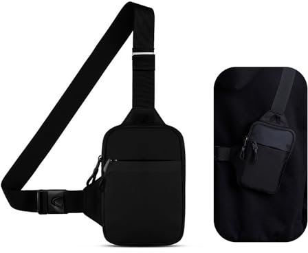 Libershine Sling Chest Crossbody Bag, Umhängetasche Herren Damen, Schultertasche Crossbody Bag, Wasserdicht Schultertasche, Shoulder Chest Bag für Outdoor Wandern(Schwarz)