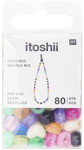 Rico Design Itoshii 80 Stück Ponii-Perlen, Marmor-Mix