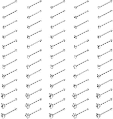Dochais 60/100 Stuck Nasenstecker Edelstahl L Form Nasenpiercing Stecker Klein Ringe C Formig Silber Spirale Nase Stecker mit Strass Gerade Nase Piercing Ringe fur Frauen Manner 20G