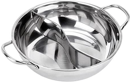 Folpus Hot à Soupe Casserole de Cuisine Pot Casserole Haute avec 2 Compartiments pour Ou Viande, 30cm
