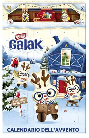 GALAK Calendario Avvento Adventskalender-Figuren aus weißer Schokolade, gefüllt mit Cerealien 196,8 g+ Italian Gourmet polpa 400g
