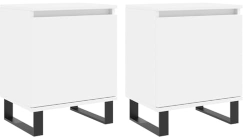 vidaXL Nachttisch 2 STK., Nachtschrank mit viel Stauraum, Kommode für Schlafzimmer, Nachttischschrank Beistelltisch Aufbewahrung Nachtkästchen, Weiß Holzwerkstoff