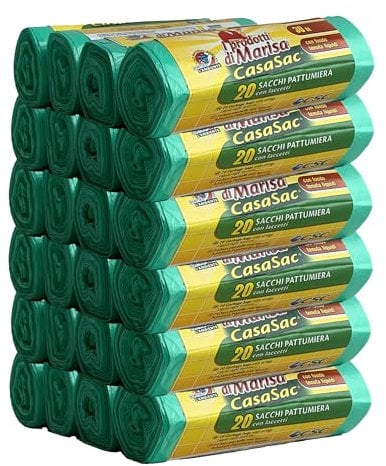 CSC – Bolsas de basura de 30 l con lazos, 480 unidades, bolsas de basura de 50 x 65 cm para cubo de basura bajo el fregadero, bolsas de basura para recogida selectiva interior, antigoteo y