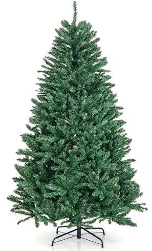 COSTWAY Sapin de Noël Artificiel 180 cm, 1355 Branches en PVC, Support en Métal Pliable, à Charnières, Arbre de Noël, Installation Rapide, pour Maison, Bureau, École, Vert