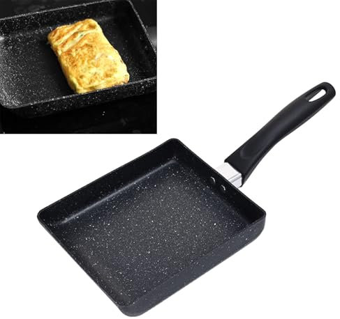 Frying Pans Nonstick, Mini Frying Pan Japanese Style Mini Omelette Pan Rectangle Egg Pan Household Portable Kitchen Accessories 13x18cm