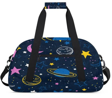 Space Planets Stars Sporttasche für Damen und Herren, Space Galaxy, 24 l, Wochenend-Übernachtungstasche, Tragetasche, Reisetasche, Turnbeutel für Kinder, Mädchen, Jungen, farbe, (24L) UK,