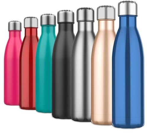 Stainless Steel Bottle 500ML, Vacuum Insulated Water Bottle, Double Wall Drinks Bottle Keep 24 Hours Cold & 18 Hours Hot for Outdoor Sports, Fitness, Hiking, Camping, School, Office (Dark Blue)