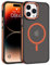 VENINGO Compatible with MagSafe for iPhone 14 Pro Max Case,Matte Translucent Shockproof Protective Women Man Girls Magnetic Case for iPhone 14 Pro Max, Black/Orange