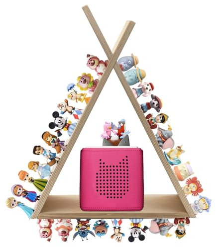 Agekub Tonie Shelf for Toniebox and Tonie Figures Triangle Wall Mounted or Desk Magnetic Wooden Shelves Storage Rack for Kids Play Room