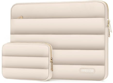 MOSISO Tablet Sleeve Case for 13 inch iPad Pro M4 & iPad Air M2 2024, iPad Pro 12.9 inch M2 M1 6th 5th 2022-2018 with Magic Keyboard&Smart Keyboard Folio, Puffy Horizontal Bag with Small Case, Sand