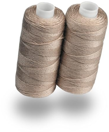 Lialina Taupe Jeansgarn für Nähmaschine [2 x 150m] - OEKO-TEX - Nähte wie im Original - Jeans Nähgarn Set extra stark Nr. 36 - Jeansfaden für Nähmaschine