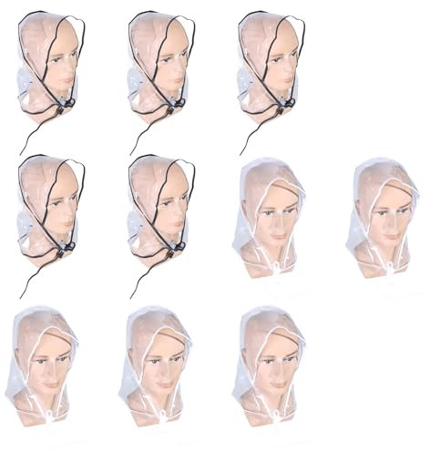 alloneslife PVC Regenhut mit Vollvisieren für den Außenbereich, transparent, 10 Schwarz und Weiß, S-4XL