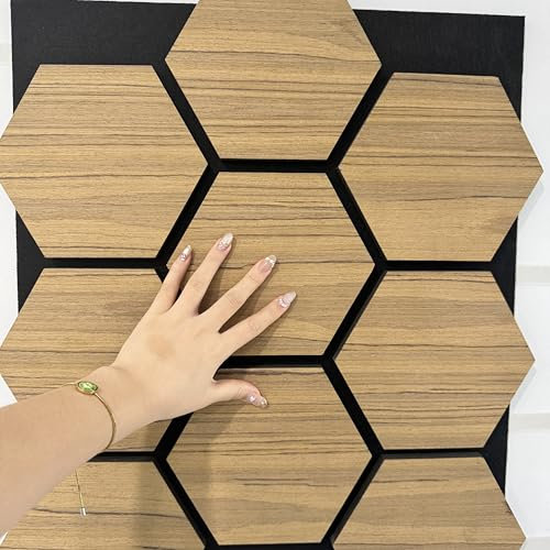 3D Wooden Acoustic Wall Panels, Set of 4 – 23 Sq Ft Coverage, Decorative Noise-Reducing Slat Panels for Interior Walls & Ceilings, Stylish Soundproof Paneling for Modern Decor (Natural Oak)