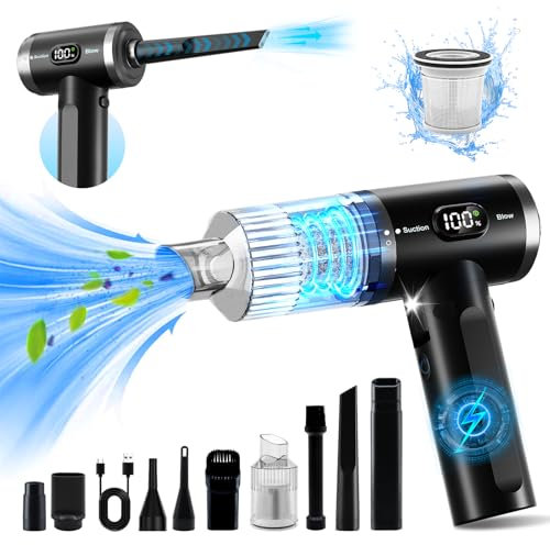 Kabelloser Staubsauger, 6000 Pa leistungsstarker Mini-Akku-Staubsauger, 4 in 1 Autostaubsauger mit 3600mAh Akku, LED-Display per USB wiederaufladbarer tragbarer für Auto, Sofa