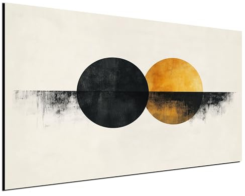 DARO Design® Bilder Groß 70x50 cm Wohnzimmer Deko Modern Wandbild Foto auf Leinwand Bild Schlafzimmer Room Decor Geschenke Kunstdruck Schwarz Gold Weiß Rund Kreis Ball