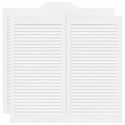 vidaXL Schwingtüren Lamellen-Design 2-Paar Weiß 100x100 cm, Saloontüren, Bartüren, Scharniertüren, Schwingtüren für Cafés, Flügeltüren