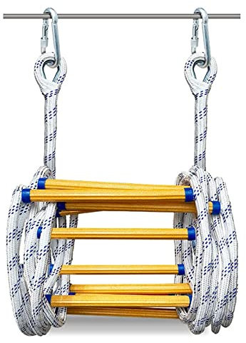 Fire Escape Seilleiter für Fenster & Balkon - Schnell & Sicher, Kompakt & Wiederverwendbar Nylon Sicherheitsleiter mit Karabiner