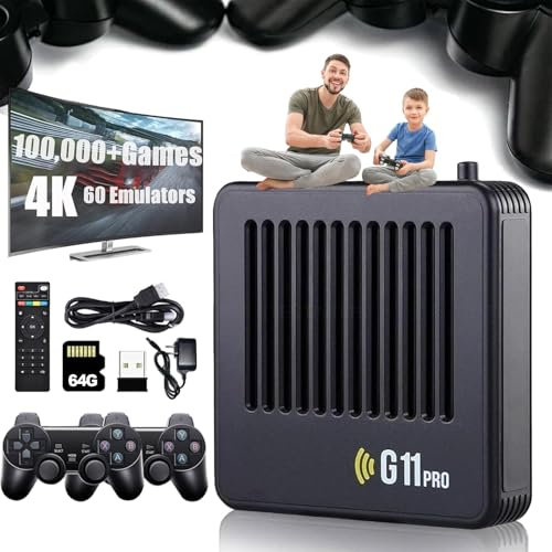 Retrowave-Retrowave G11 Pro, Pixelplay G11 Pro 4k, G11 Pro Konsole, Plug & Play Video Games with 2 Wireless Dual Controllers (64GB)