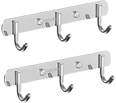 Cammeciso Hakenleiste für Küche,Stange für Küchenutensilien,küchenreling aus Aluminium,Hakenleiste für Küchenutensilien,Edelstahl Küchenleiste,Ohne Bohren,für Aufhängen von Küchenutensilien