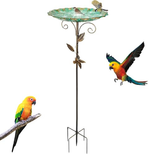 HIQE-FL Mangiatoia per Uccelli,Vasca da Bagno per Uccelli 25x25x77cm,Stazione di Alimentazione per Uccelli,Vasca per Uccelli Autoportante,per Cortile,Terrazza,Ponte,Cortile,Balcone