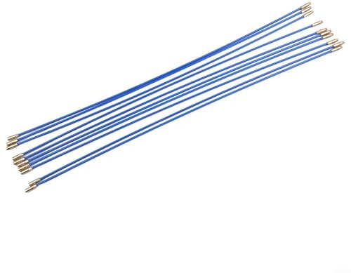 Fauhapyway Cable de fibra de vidrio para correr Rod profesional Push Set eléctrico tirando cinta de pescado Kit 10pcs 33/58cm azul herramienta de entrada (58cm)