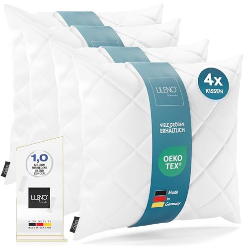 LILENO HOME 4er Set Kissenfüllung 50 x 50 cm - 95°C waschbares Innenkissen geeignet für Allergiker - Polyester Kisseninlet als Couchkissen, Sofa Kissen, Cocktailkissen und Kopfkissen