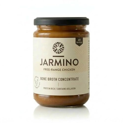JARMINO, Hühnerbrühe, Bio Knochenbrühe Konzentrat, Bone Broth Protein, 410G | Kollagenreich, Aus Freilandhühnern, Deutschland, 40 Portionen, Natürliche Proteine & Aminosäuren, Glutenfrei