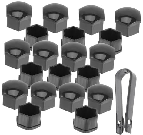 Mikikit 40 Capuchons de Boulons de Pneus Noirs en Nylon pour Écrous de Roue de Voiture avec Outil de Retrait, Accessoires Automobiles Élégants et Faciles à Utiliser