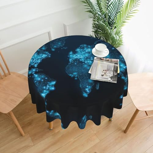 Liulannq Weltkarte-Tischdecke, rund, dekorativ, lang, 152,4 cm