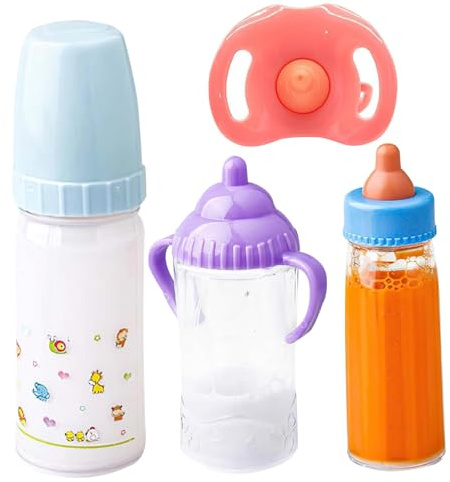 Babypuppen-Fütterungsset, Babypuppenflasche mit Spielzeug-Schnuller, 4 Teile/Satz, magische Milchflasche für Puppen, Zubehör für Mädchen, Magie für Puppen