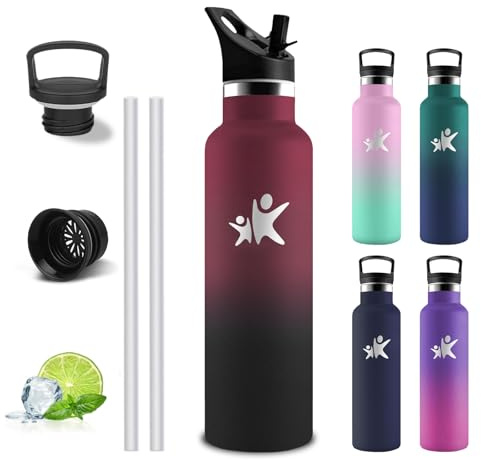 Gourde Isotherme, Gourde 750 ml, Sans BPA, Bouteille Inox, Anti Fuite, Bouteille Isotherme, 24h Froid & 12h Chaud, Gourde Acier Inoxydable, Bouteille d'eau pour Randonnée, Camping, Voyage