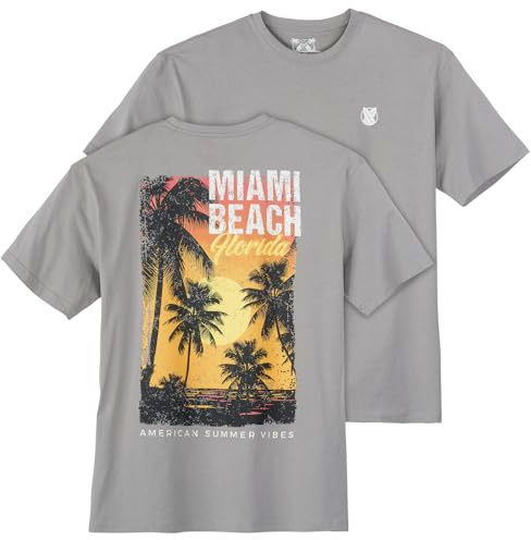Calm Beach Übergrößen T-Shirt grau Rückenprint Miami