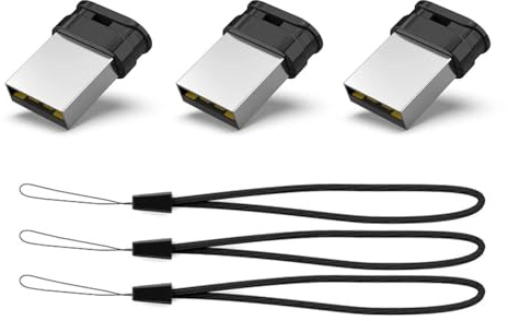 Vansuny 3 stück USB Stick 16GB Mini USB Sticks 2.0 mit Lanyard | Speicherstick 16GB Externer Speicher USB Flash Drive Memory Stick tragbar für Auto/Desktop/Laptop(Schwarz)