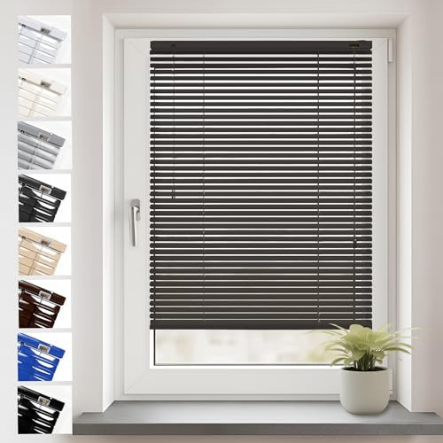 Sonello Aluminium Jalousien Fenster Ohne Bohren 90x175cm Anthrazit Klemmfix | Blickdicht, Sichtschutz, Sonnenschutz für Fenster/Türen, Schalosien, Montage mit und ohne Bohren, Jalousien mit Klemmklips