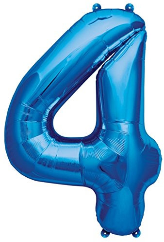 ballonfritz® Ballon Zahl 4 in Blau - XXL 40/102cm - Folienballons für Luft oder Helium als Geburtstag, Jubiläum, Hochzeit oder Abschluss Geschenk, Party Dekoration oder Überraschung