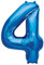 ballonfritz® Ballon Zahl 4 in Blau - XXL 40/102cm - Folienballons für Luft oder Helium als Geburtstag, Jubiläum, Hochzeit oder Abschluss Geschenk, Party Dekoration oder Überraschung