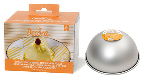 DECORA 0062953 Moldes de Media Bola, Aluminio, Plateado, ø 10 X H 5,2 CM, 3