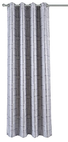 Haus und Deko Verdunkelungsvorhang 140x245 cm Ösen Vorhang Blickdicht modern Gardine Silber-Grau Wildleder-Optik Blau Gemustert