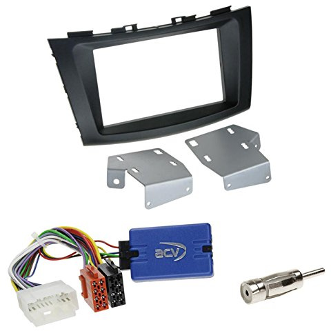 Einbauset: Suzuki Swift (FZ/NZ) ab 09/2010 2-DIN Radioblende in schwarz + Pioneer Lenkradfernbedienungs Radio Adapter + Antennenadapter DIN