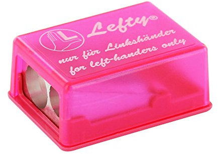 KUM 105.34.19-R - Anspitzer mit Behälter 2in1 M2 Lefty, pink, Spitzer für Linkshänder, Doppelspitzer mit Dose, 1 Stück