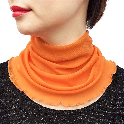 Cheerlife Dünner Damen Loop Schal Tuch Halstuch Schlauchschal Leicht Rundschal Seidenschal Kragen Einfarbig in viele Farben Orange