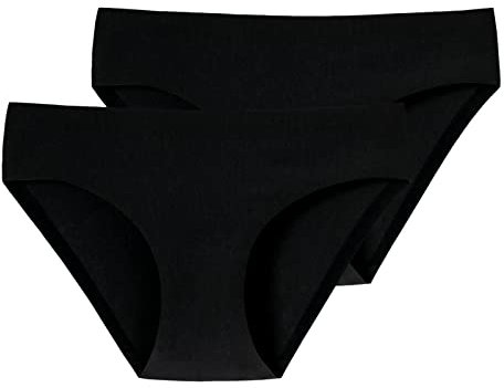 Schiesser Damen Slip Invisible Cotton 2er Pack, Größe:36, Farbe:Schwarz (000)