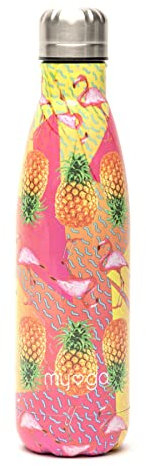 Myga 500ml Metal Reusable Insulated Vacuum Stainless Steel Water Bottle - Double-Walled Leak Proof BPA-Free Drinks Bottle Flask for Outdoor Sports - Keeps Hot and Cold Drinks - Tropical