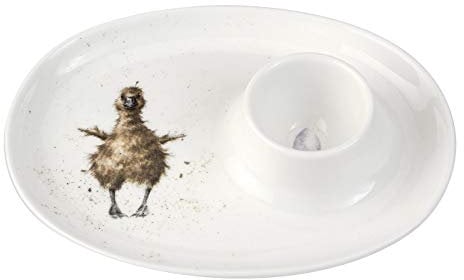 RW WN4088-XL Royal Worcester Wrendale Egg Saucer Duck Design, Ceramic,18*13.5 centimeters,White