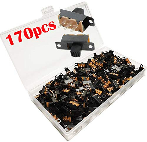 VISSQH 170 pcs Interruttore a Scorrimento 3 Pin 2 Posizione,Pannello Interruttore a Slitta,saldatura SPDT ON/ON 0.5A 50V DC Miniatura Interruttore a Levetta,Interruttore a Scorrimento