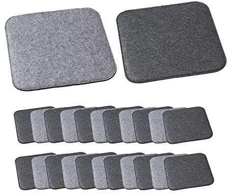Cepewa Sitzkissen zum Wenden 24er Set │grau/hellgrau 35x35cm aus Filz Schaumstofffüllung │Polsterauflage Bank Stuhl Garten (1 x 24er Set Sitzkissen)