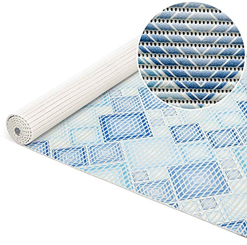ANRO Weichschaummatte Badematte Badvorleger Duschvorleger Antirutsch Badläufer Patchwork Blau 160x80cm